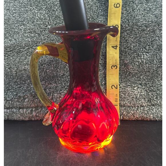 UV Reactive Red Amberina Mid-Century Modern Kanawha Glass Bud Vase MCM - Picture 11 of 11